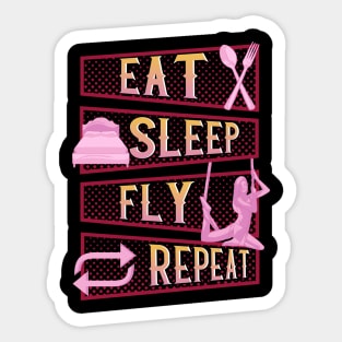 Funny Eat Sleep Fly Repeat Aerial Yoga Silks Sticker